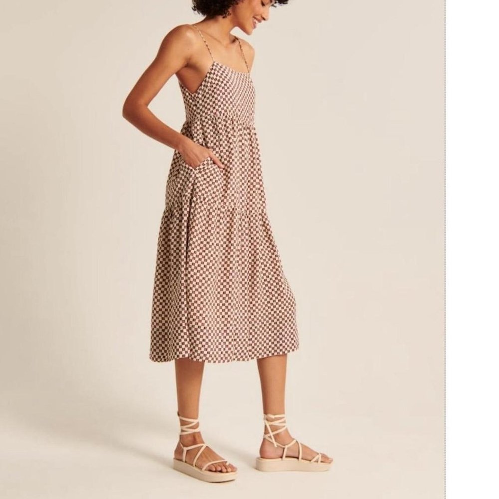 Abercrombie & Fitch Tiered Trapeze Midi Dress